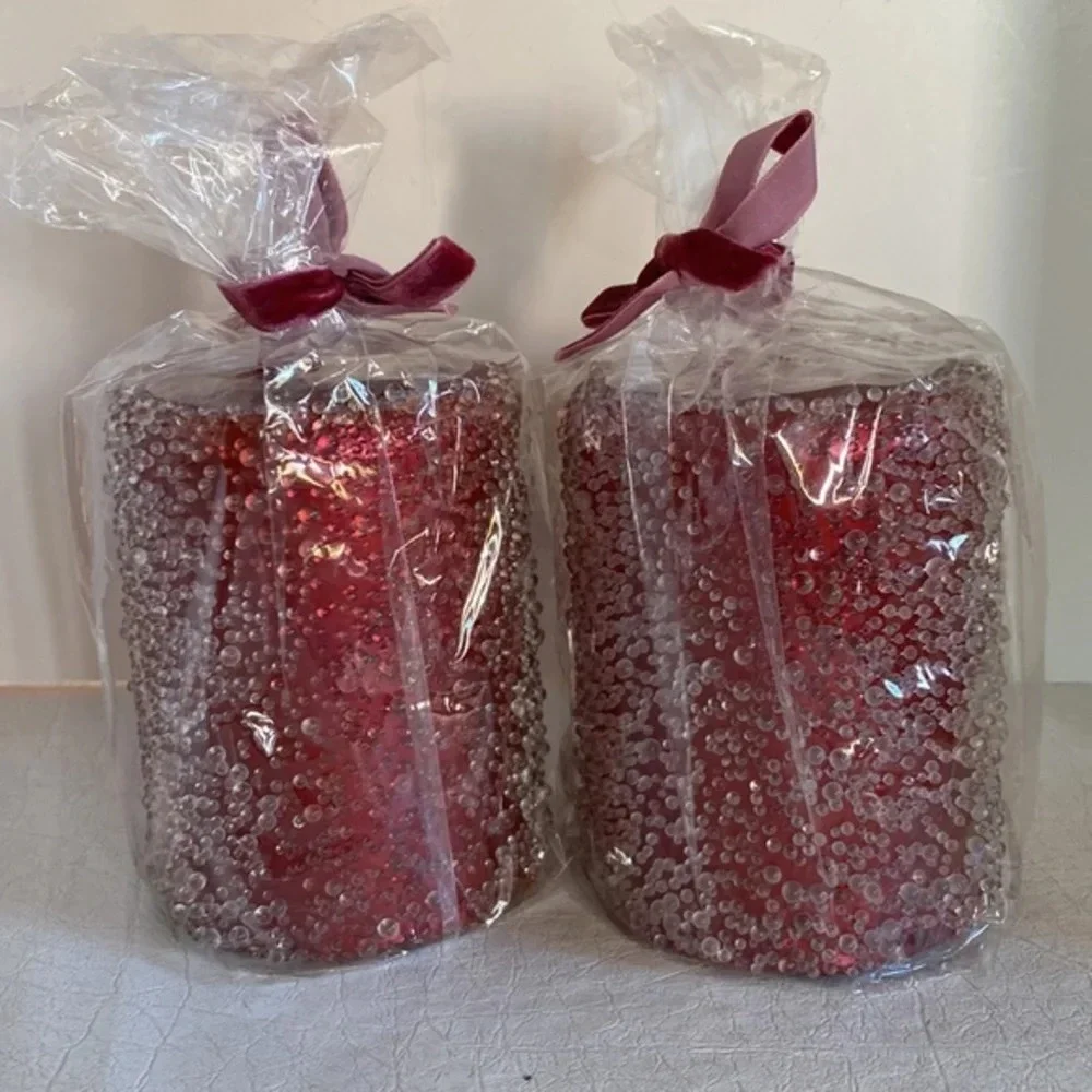 Z Gallerie Red Holiday Jeweled Candle NWT